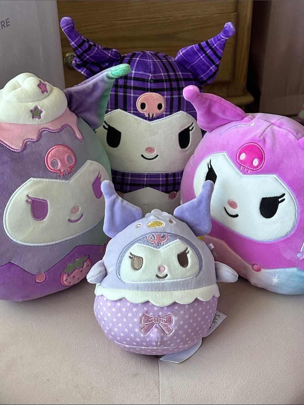 Squishmallows Kuromi-Inspired Plush Set - Purple, Pink, Green, Cream